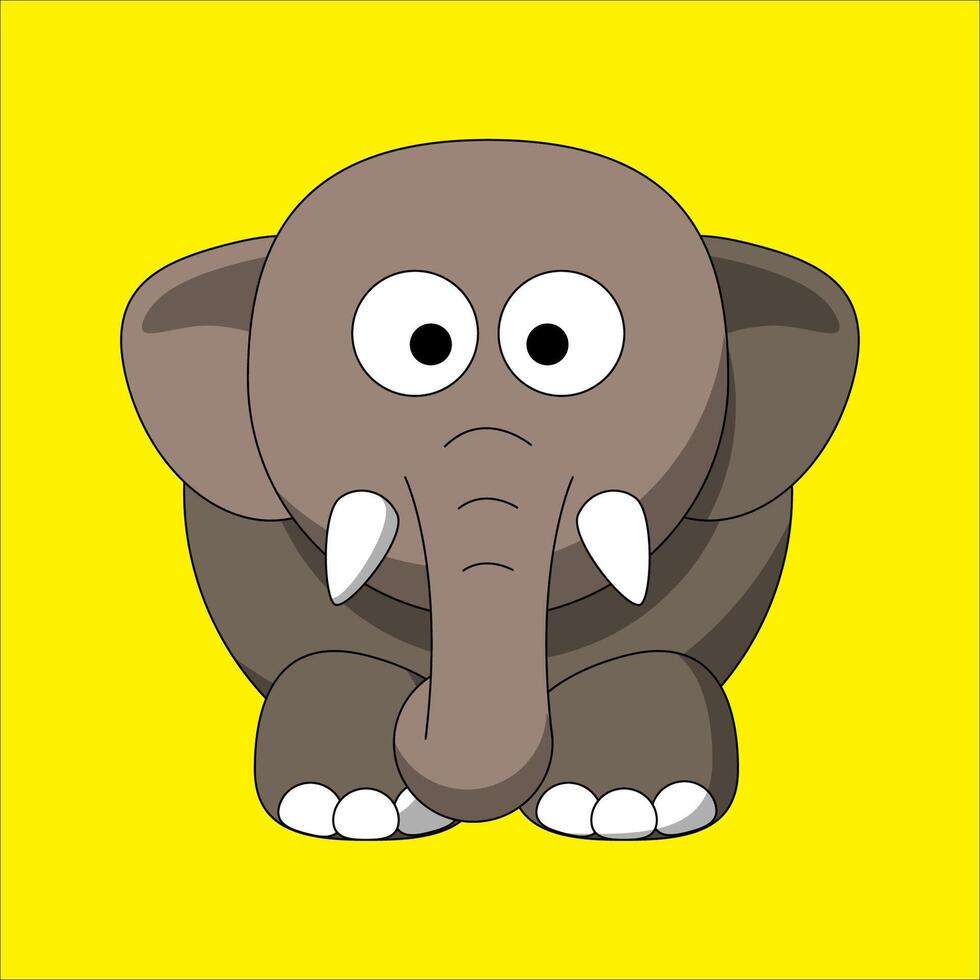 An elephant with big eyes and a yellow background vector
