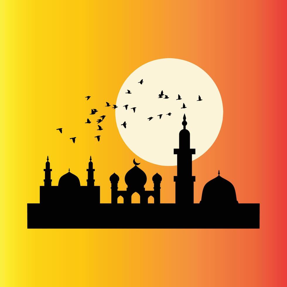 Islamic architecture silhouette silhouette illustration vector