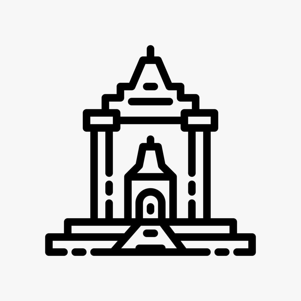Design Illustration graphic of Ancient Temple icon with line style. Suitable for historical presentation, UI, mobile design, web design, etc. vector