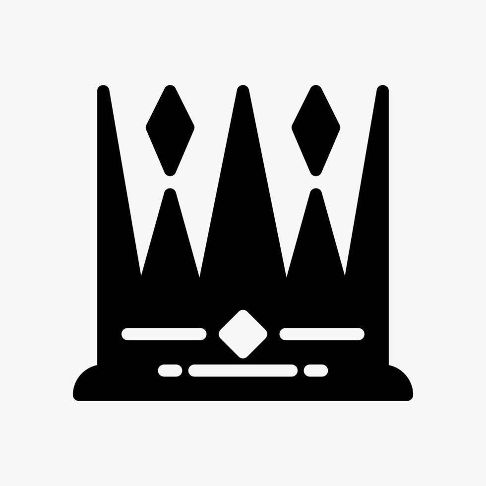 Design Illustration graphic of crown icon with glyph style. Suitable for historical presentation, UI, mobile design, web design, etc. vector