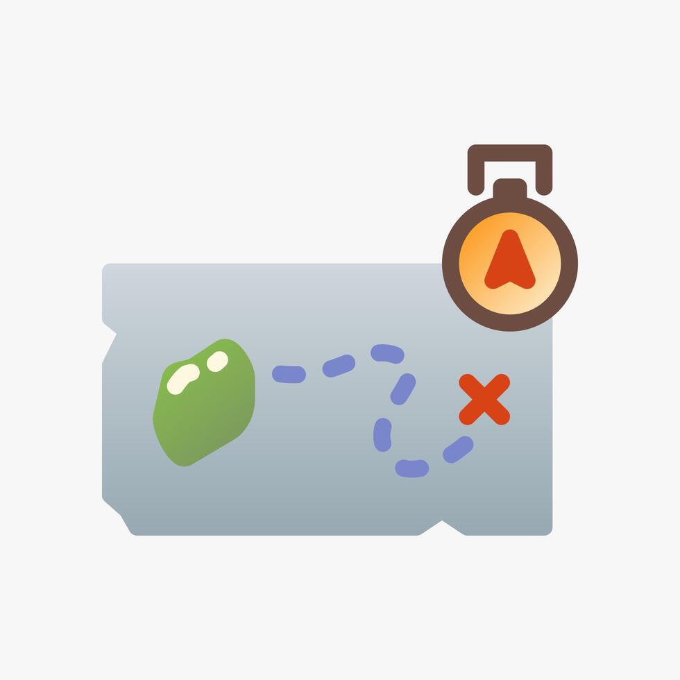 Design Illustration graphic of treasure map icon with gradient style. Suitable for historical presentation, UI, mobile design, web design, etc. vector
