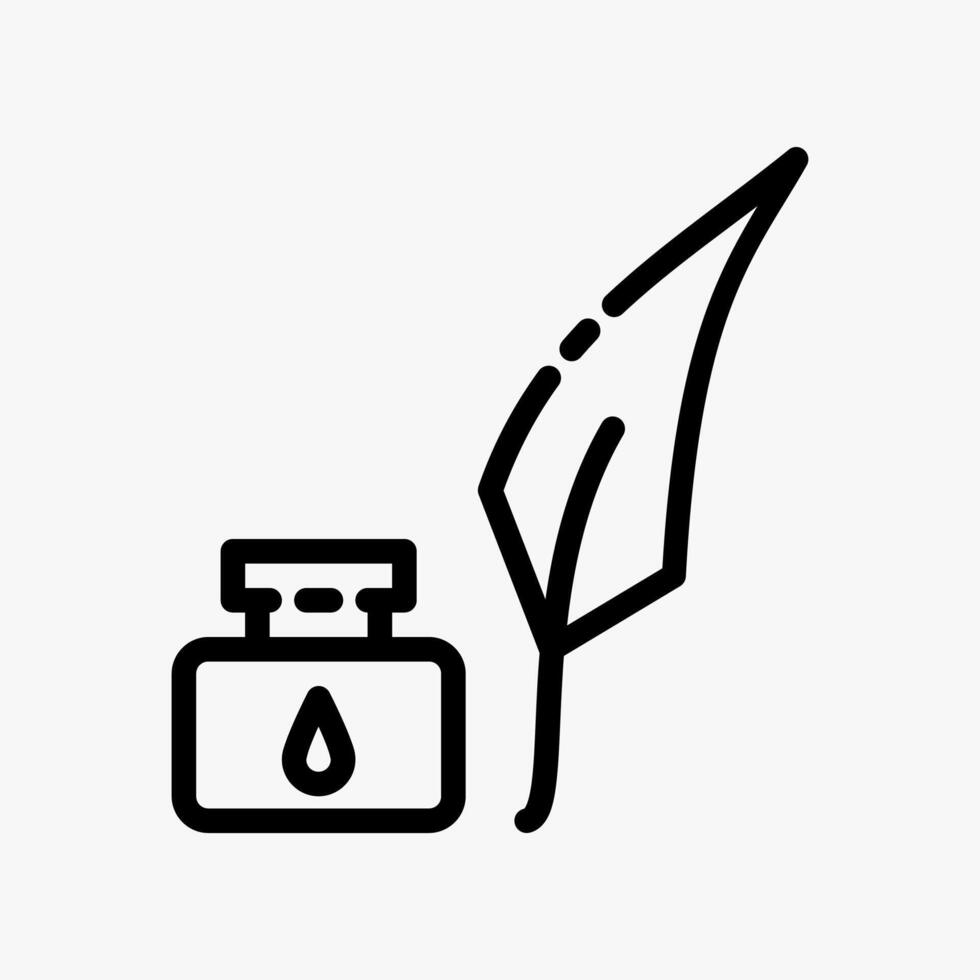 Design Illustration graphic of Quill and Ink icon with line style. Suitable for historical presentation, UI, mobile design, web design, etc. vector
