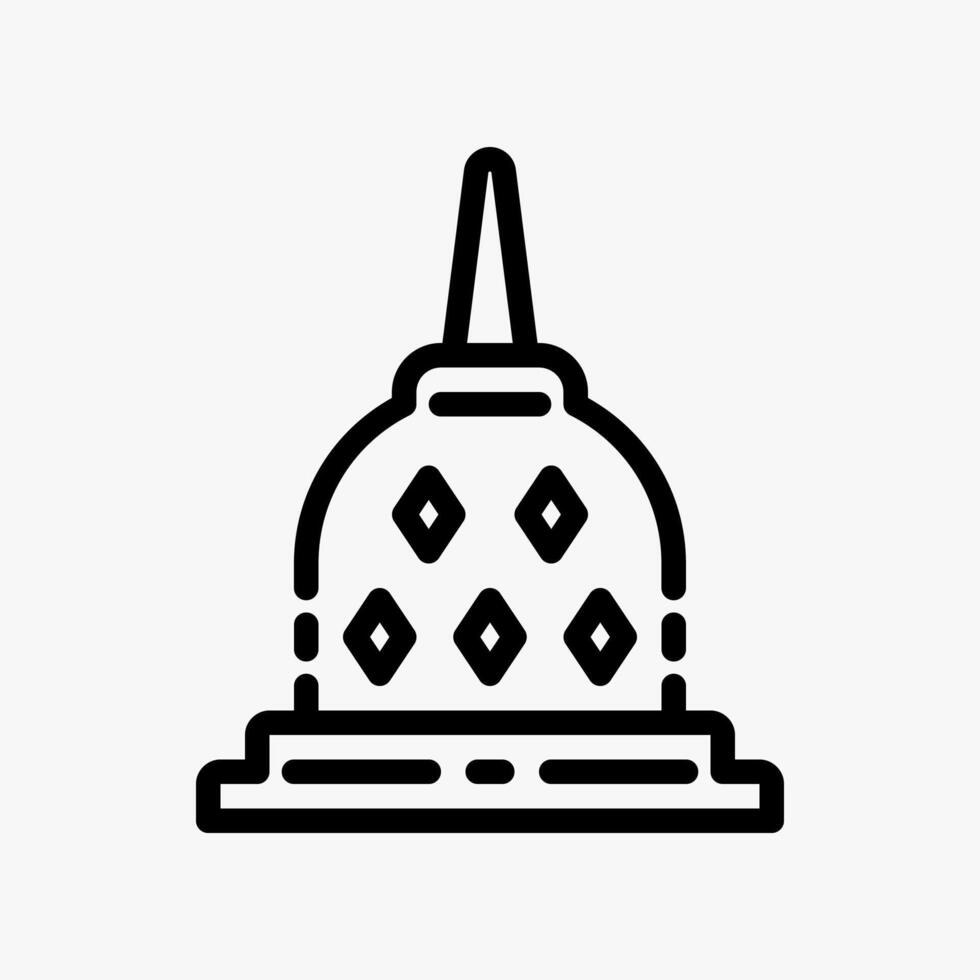 Design Illustration graphic of Borobudur temple icon with line style. Suitable for historical presentation, UI, mobile design, web design, etc. vector