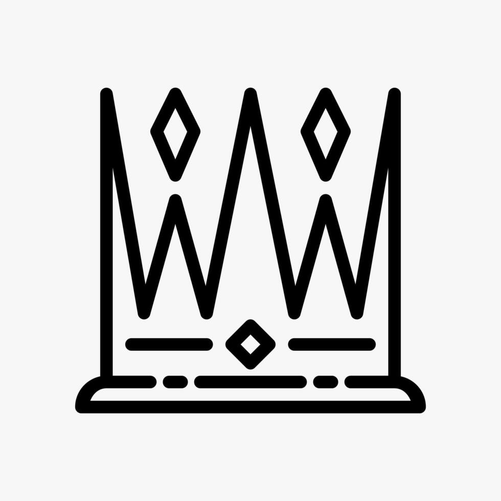 Design Illustration graphic of crown icon with line style. Suitable for historical presentation, UI, mobile design, web design, etc. vector