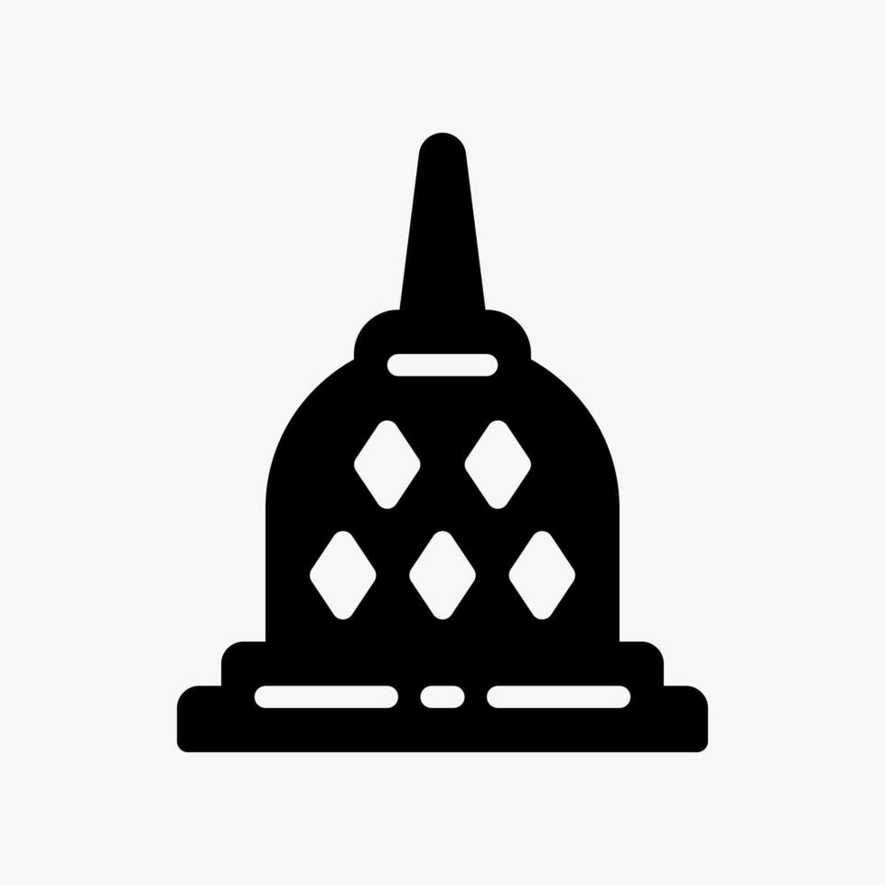 Design Illustration graphic of Borobudur temple icon with glyph style. Suitable for historical presentation, UI, mobile design, web design, etc. vector