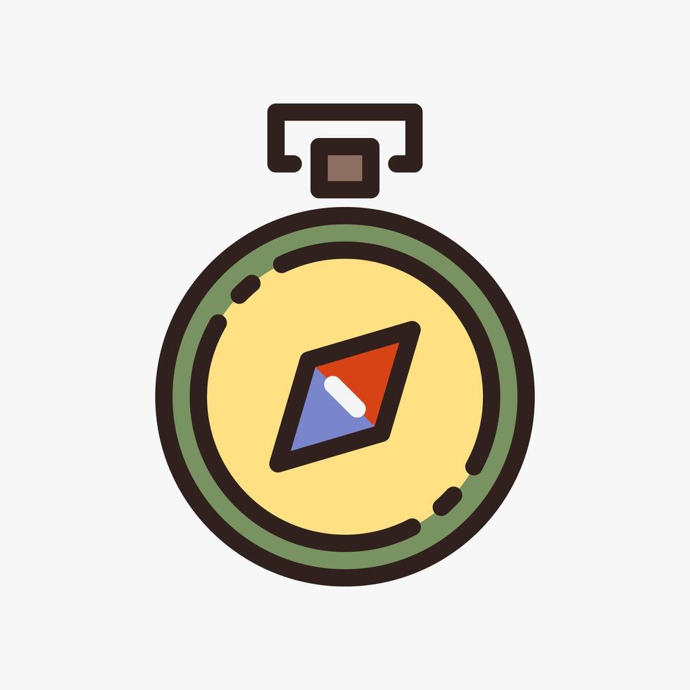Design Illustration graphic of old compass icon with colored outline style. Suitable for historical presentation, UI, mobile design, web design, etc. vector