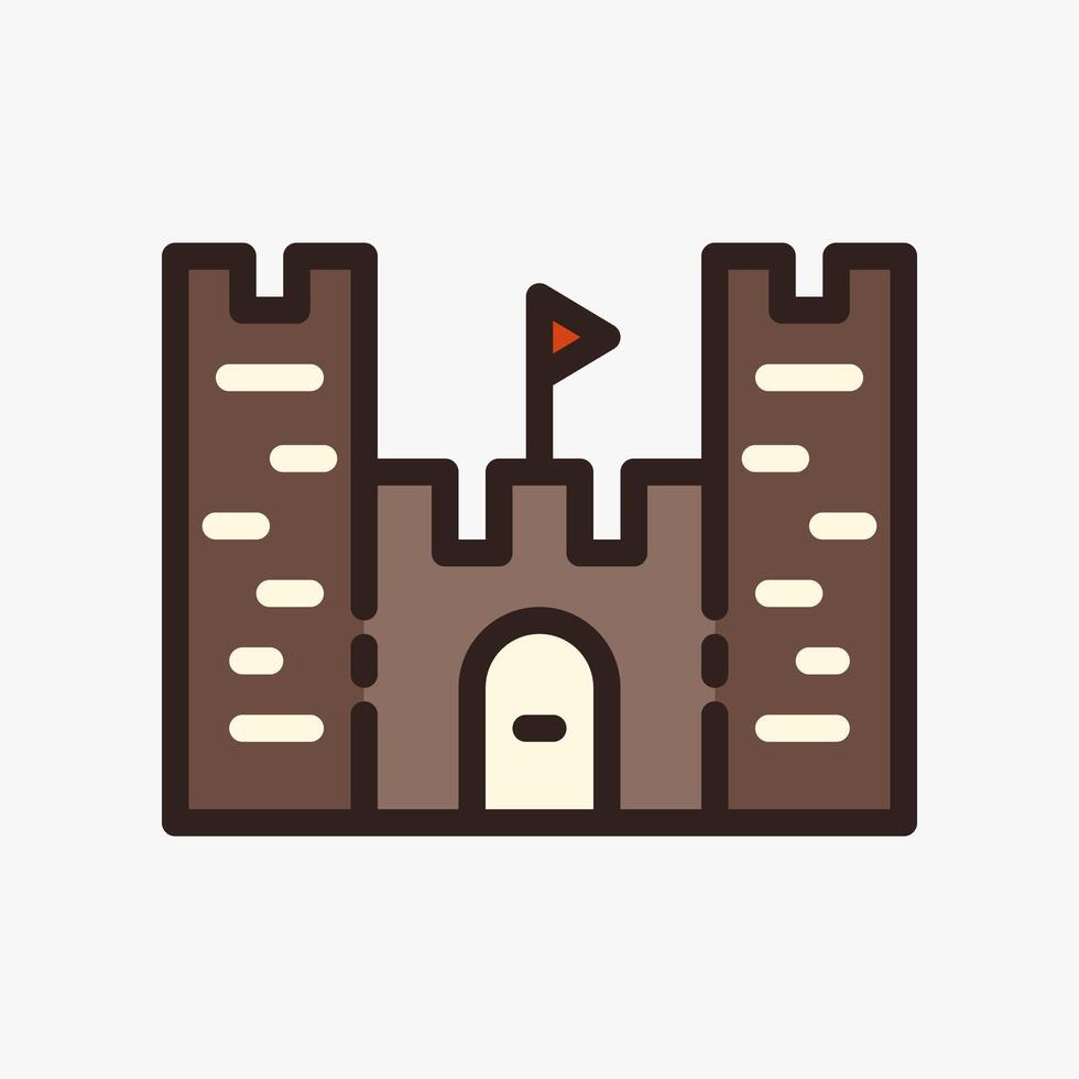 Design Illustration graphic of Castle icon with colored outline style. Suitable for historical presentation, UI, mobile design, web design, etc. vector