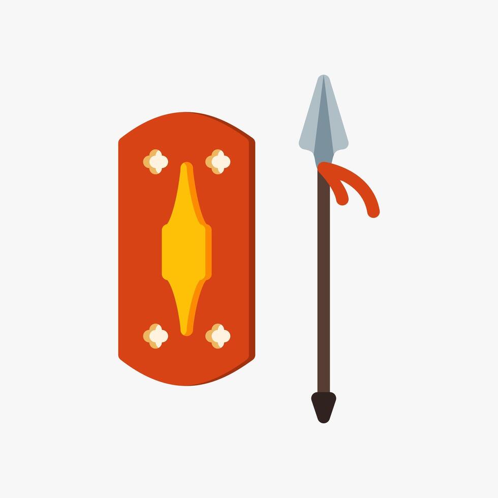 Design Illustration graphic of Ancient Weapon icon with flat style. Suitable for historical presentation, UI, mobile design, web design, etc. vector