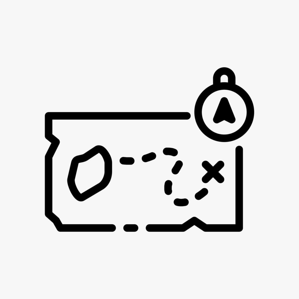 Design Illustration graphic of treasure map icon with line style. Suitable for historical presentation, UI, mobile design, web design, etc. vector