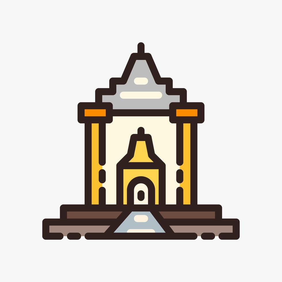 Design Illustration graphic of Ancient Temple icon with colored outline style. Suitable for historical presentation, UI, mobile design, web design, etc. vector
