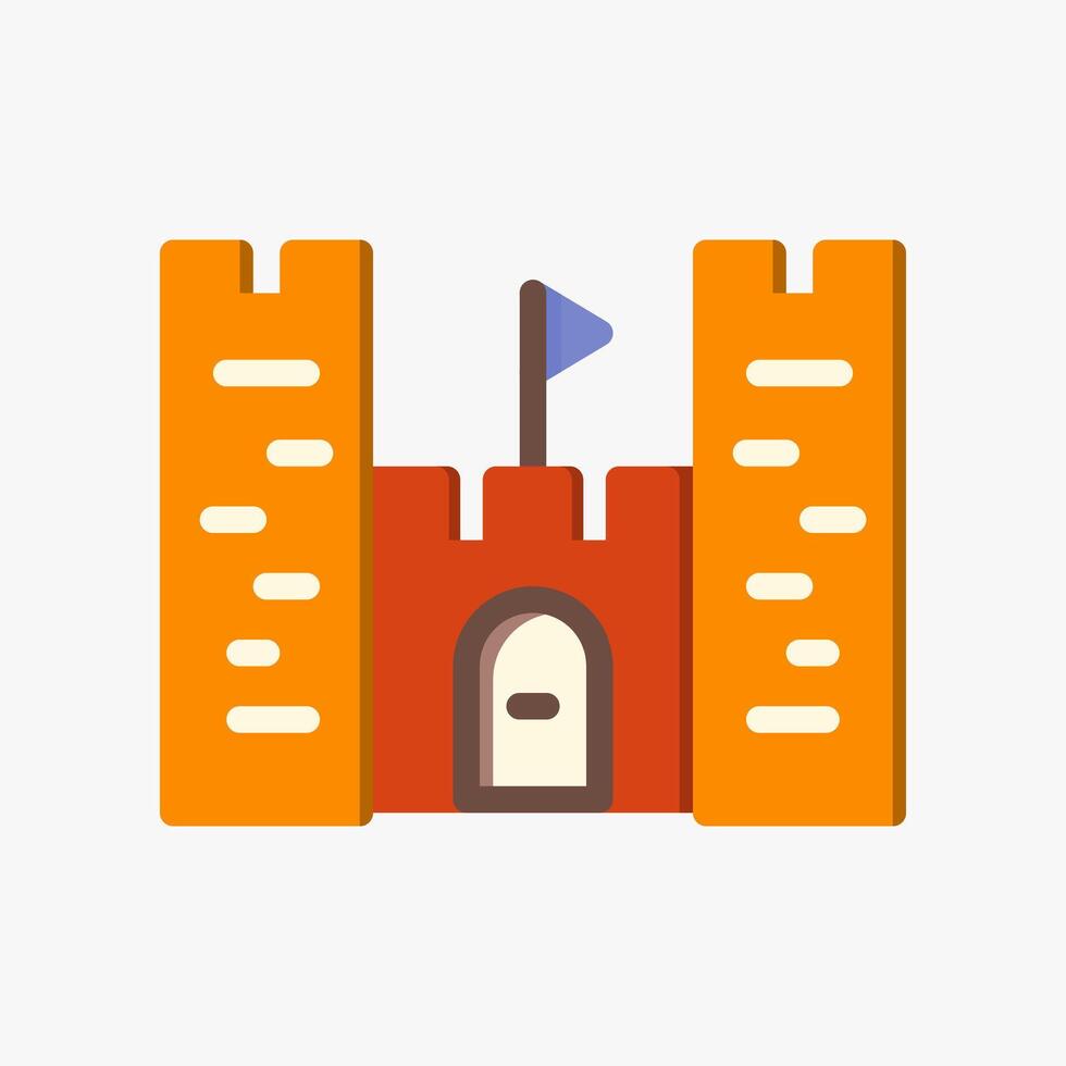 Design Illustration graphic of Castle icon with flat style. Suitable for historical presentation, UI, mobile design, web design, etc. vector