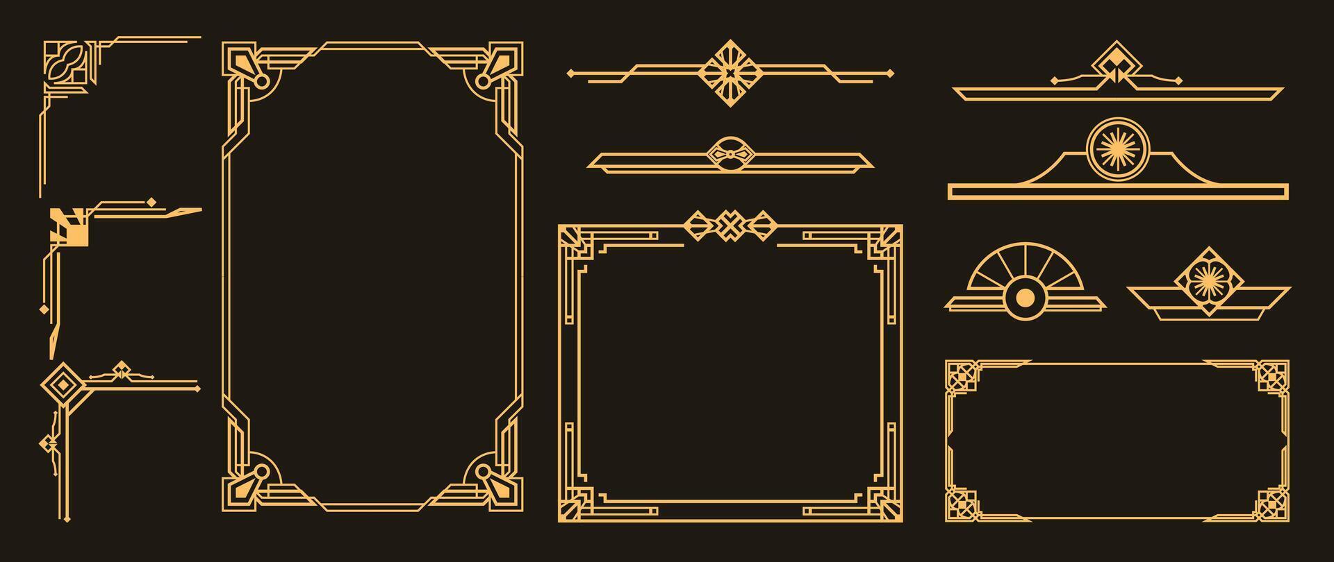 Collection of geometric art deco ornament. vector