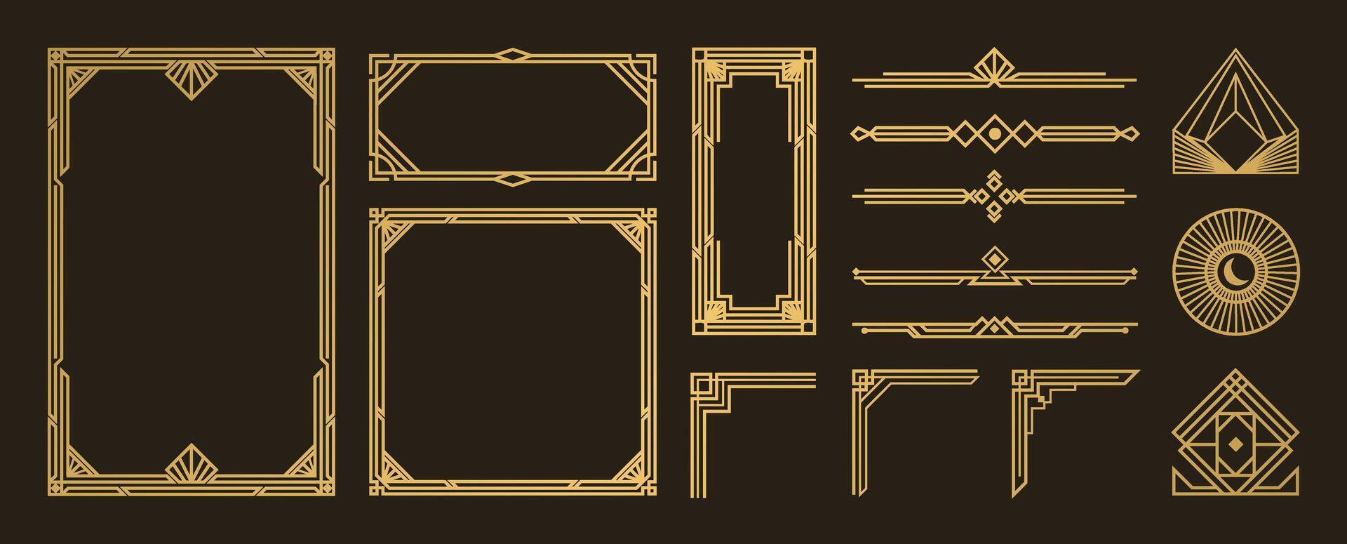 Art deco frame and divider set vector
