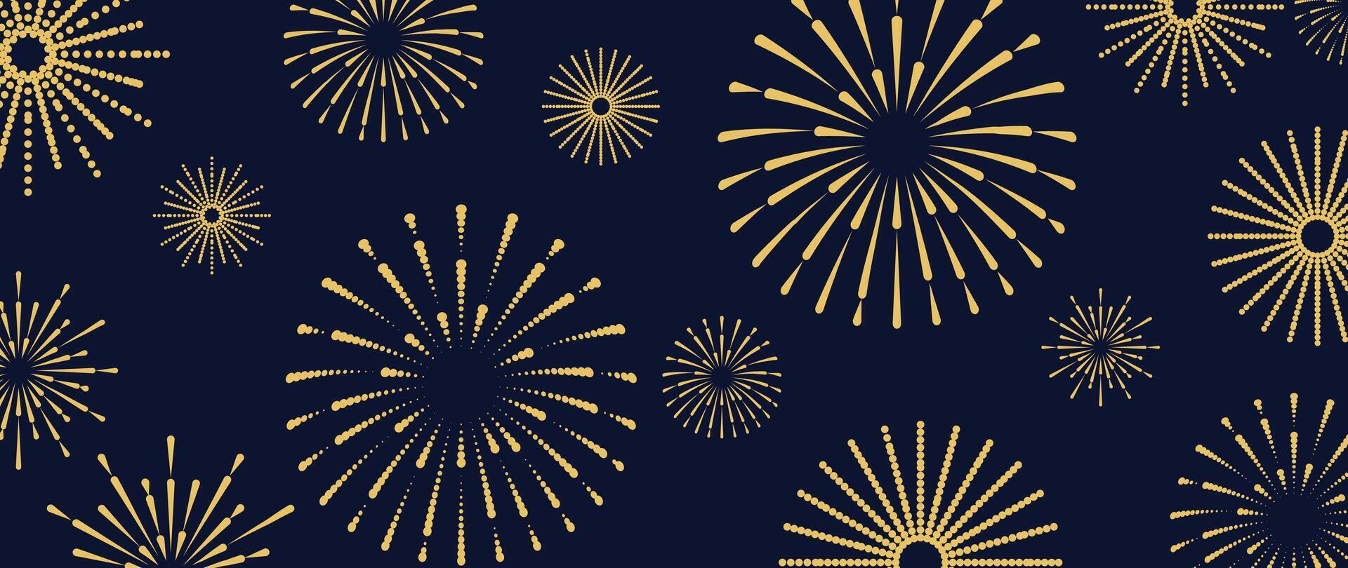 Happy Holidays background design. Decorative gradient vibrant golden festive fireworks on dark background. Design illustration for banner, social media, advertising, website. vector