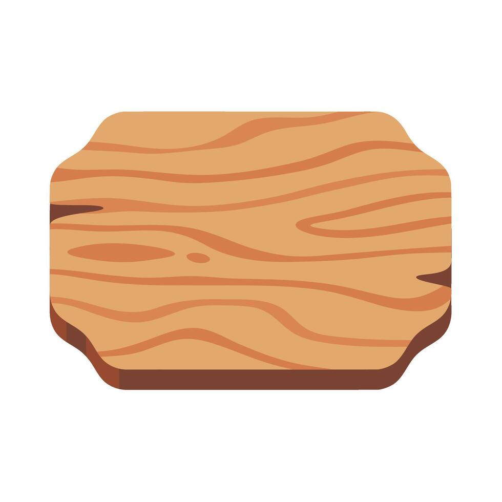 Wooden Cutting Board Illustration with Natural Grain Pattern on White Background vector