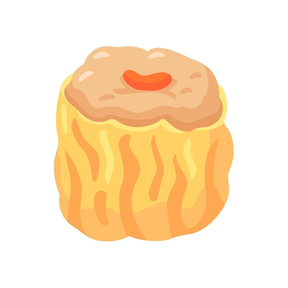 Colorful illustration of a dim sum dumpling with a savory filling, perfect for culinary and food-related projects vector