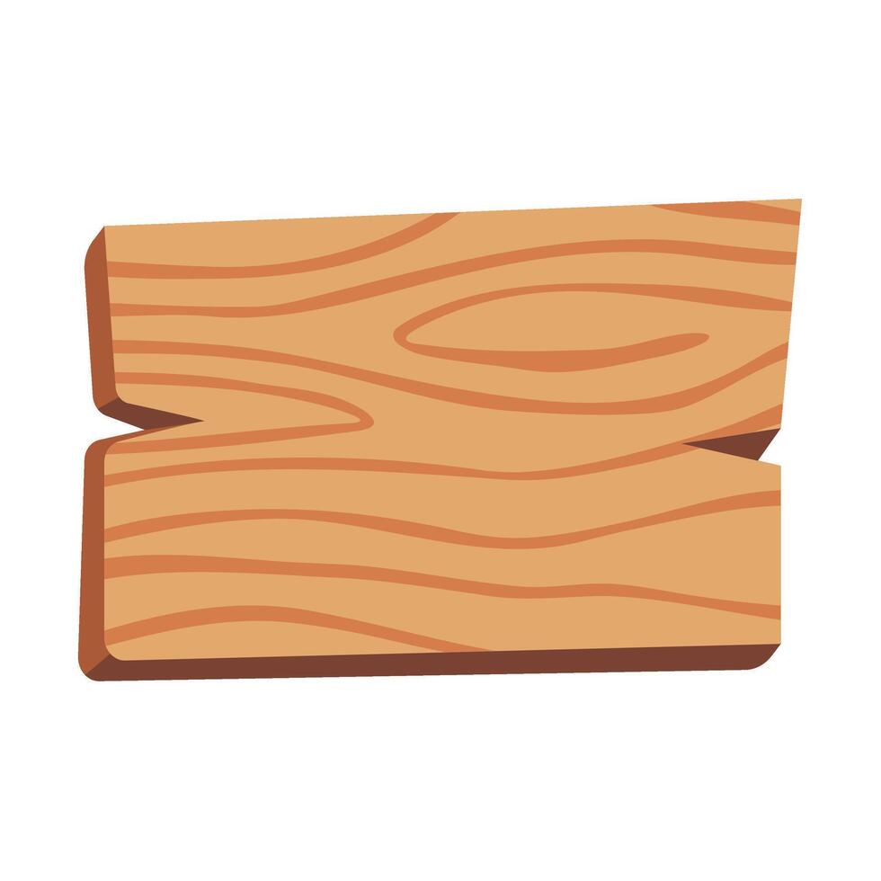 Wooden Plank Illustration with Natural Texture and Grain Pattern on White Background vector