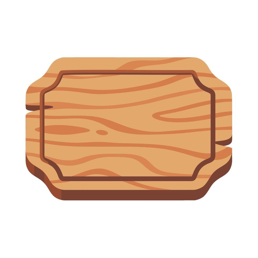 Wooden Cutting Board Illustration with Natural Grain Pattern and Rounded Edges on White Background vector