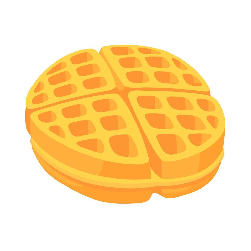 Tasty golden waffle with a crispy texture isolated on white background ideal for breakfast and dessert themes. vector