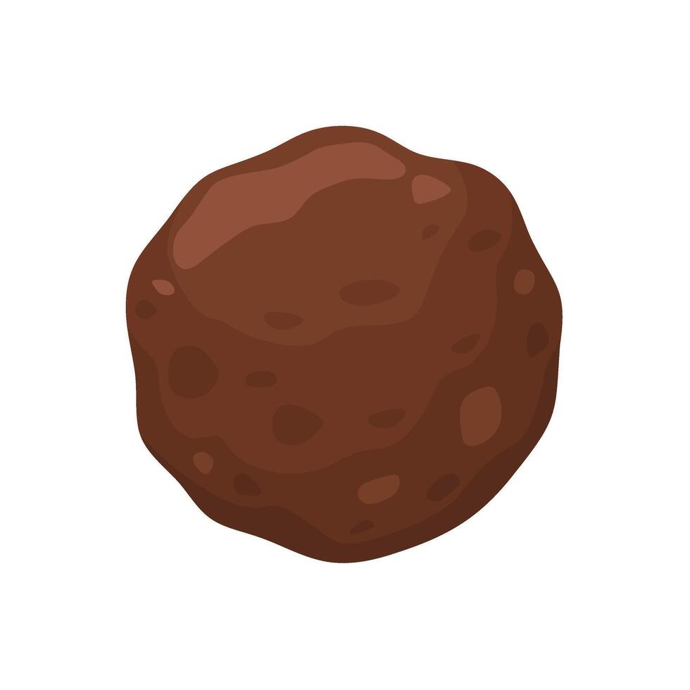Single baked meatball isolated isolated on white background. vector