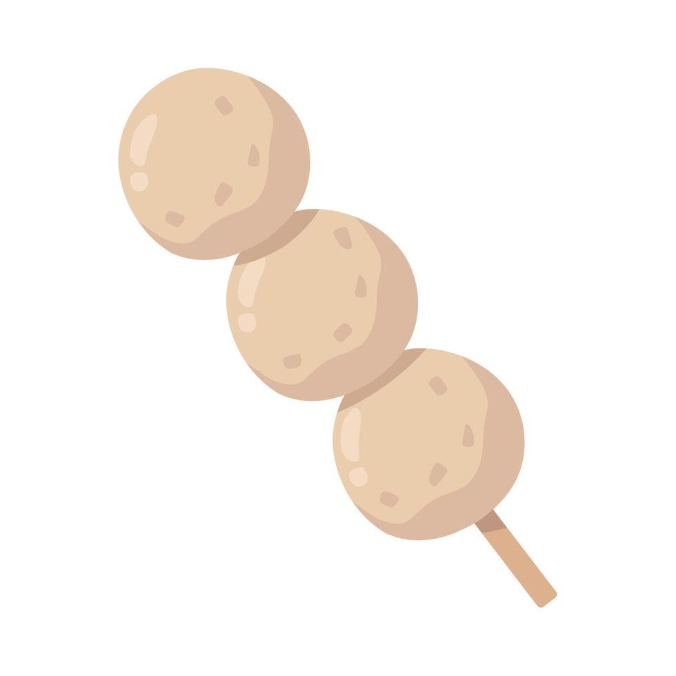 Simple illustration of three dango balls on a skewer, showcasing a traditional Japanese sweet treat vector