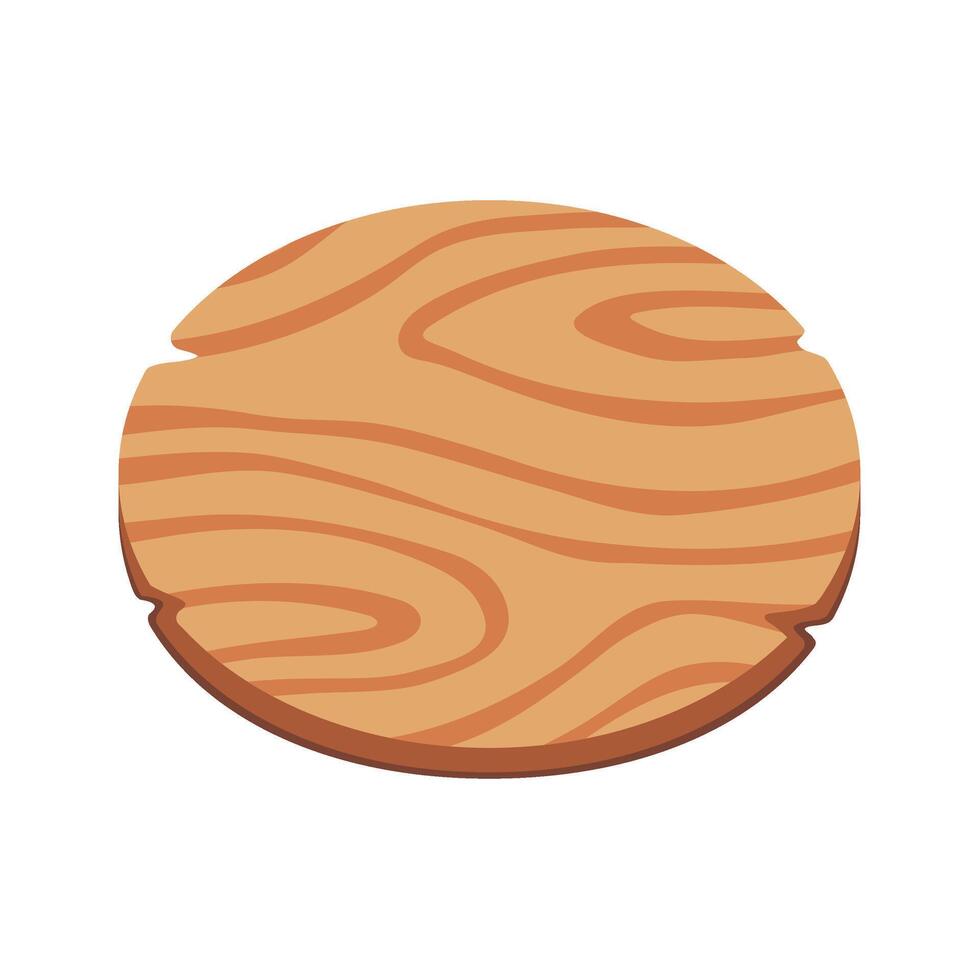 Wooden Cutting Board with Natural Grain Pattern on White vector