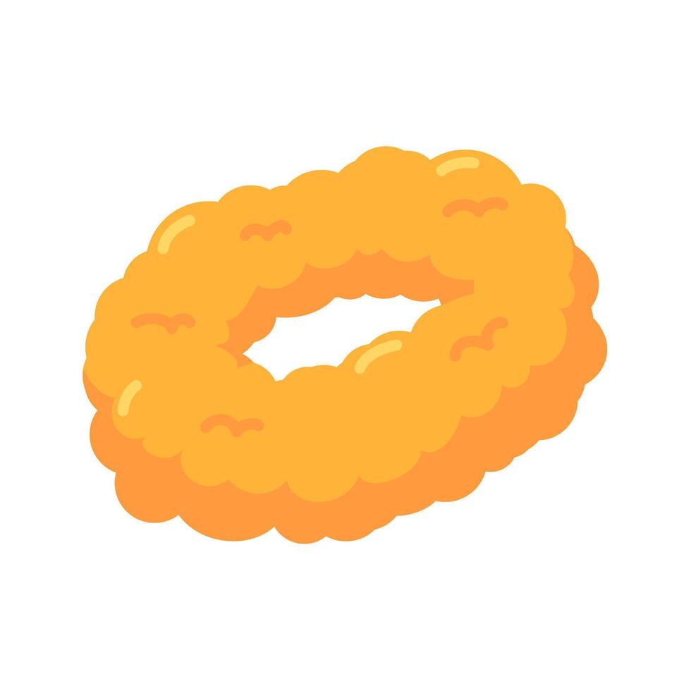A single golden onion ring, crispy and appetizing, isolated on a white background. Ideal for fast food and snack themes vector