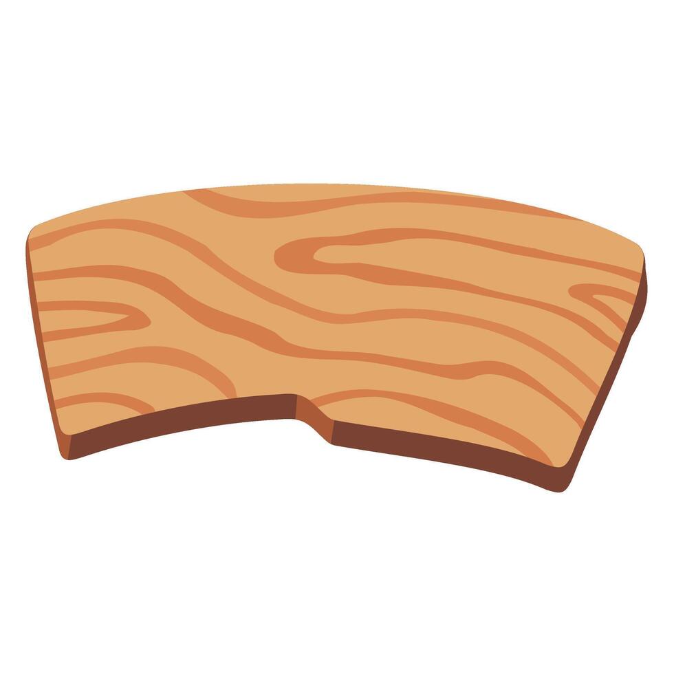 Wooden Cutting Board with Natural Grain Pattern on White Background for Kitchen. vector