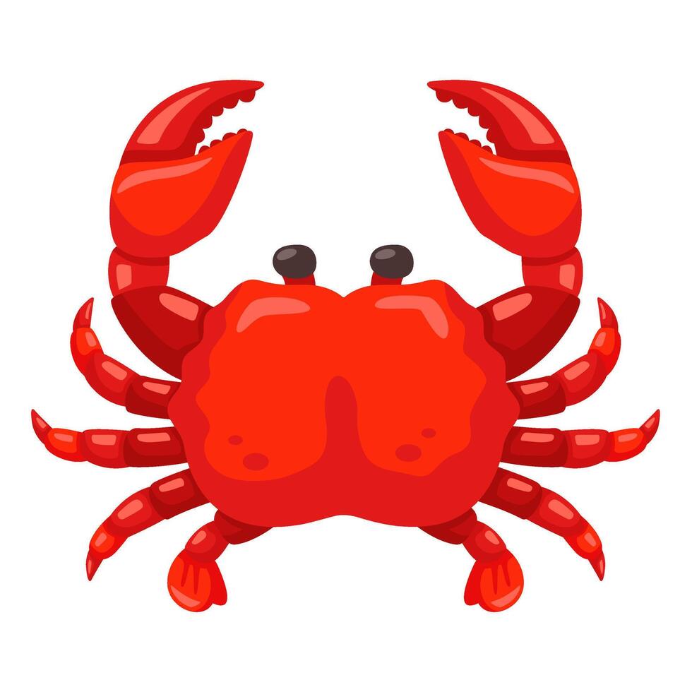 Colorful cartoon crab with large claws, perfect for ocean-themed projects and educational materials vector
