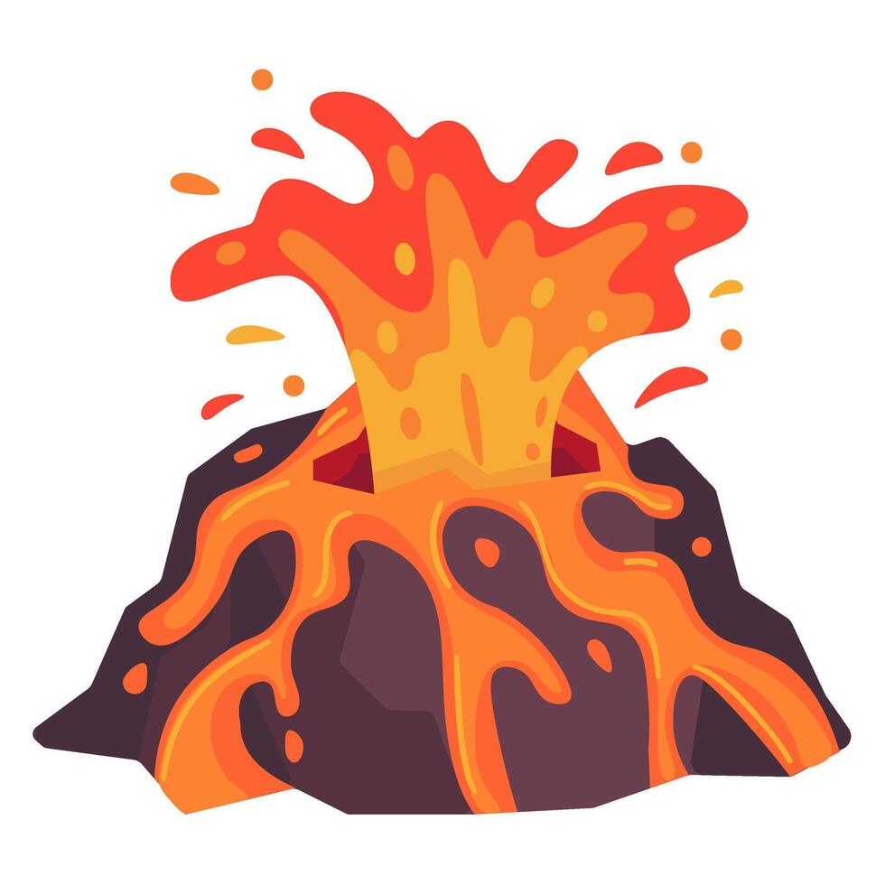 Volcano Eruption with Flowing Lava and Explosive Energy in a Dynamic Illustration vector