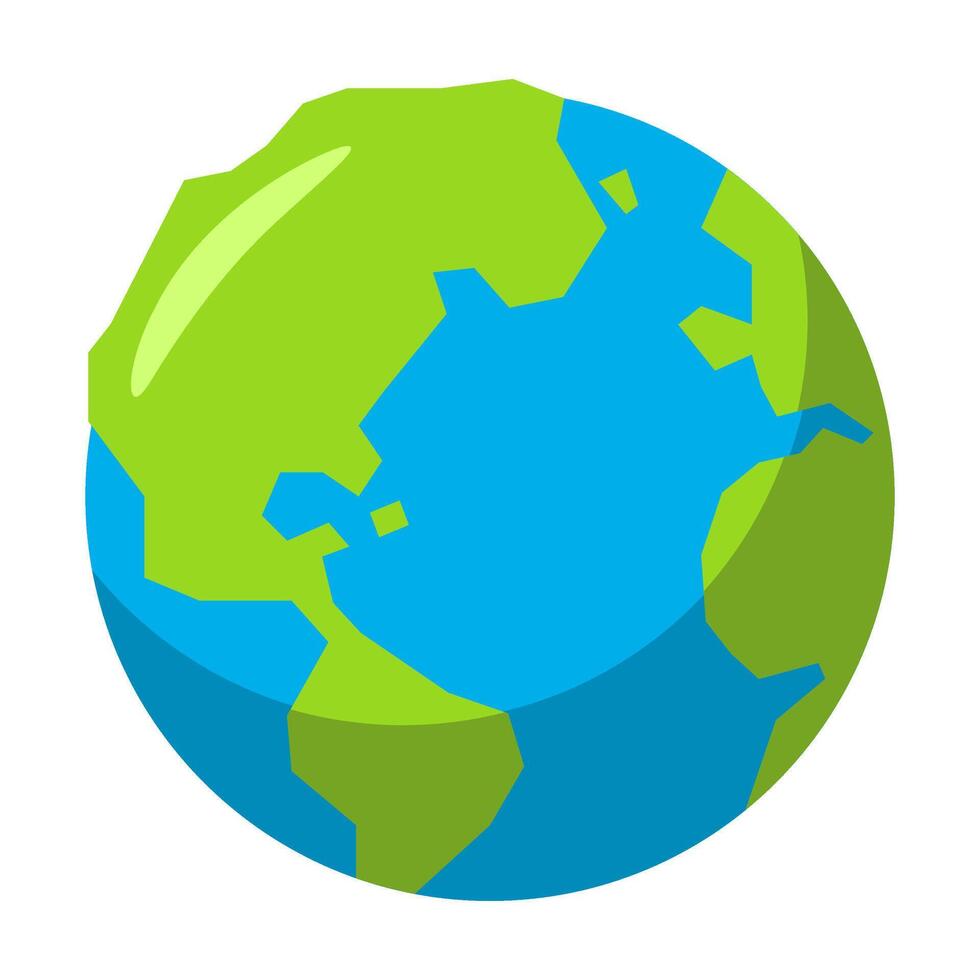 Illustration of Earth with Green Continents and Blue Oceans on a White Background vector