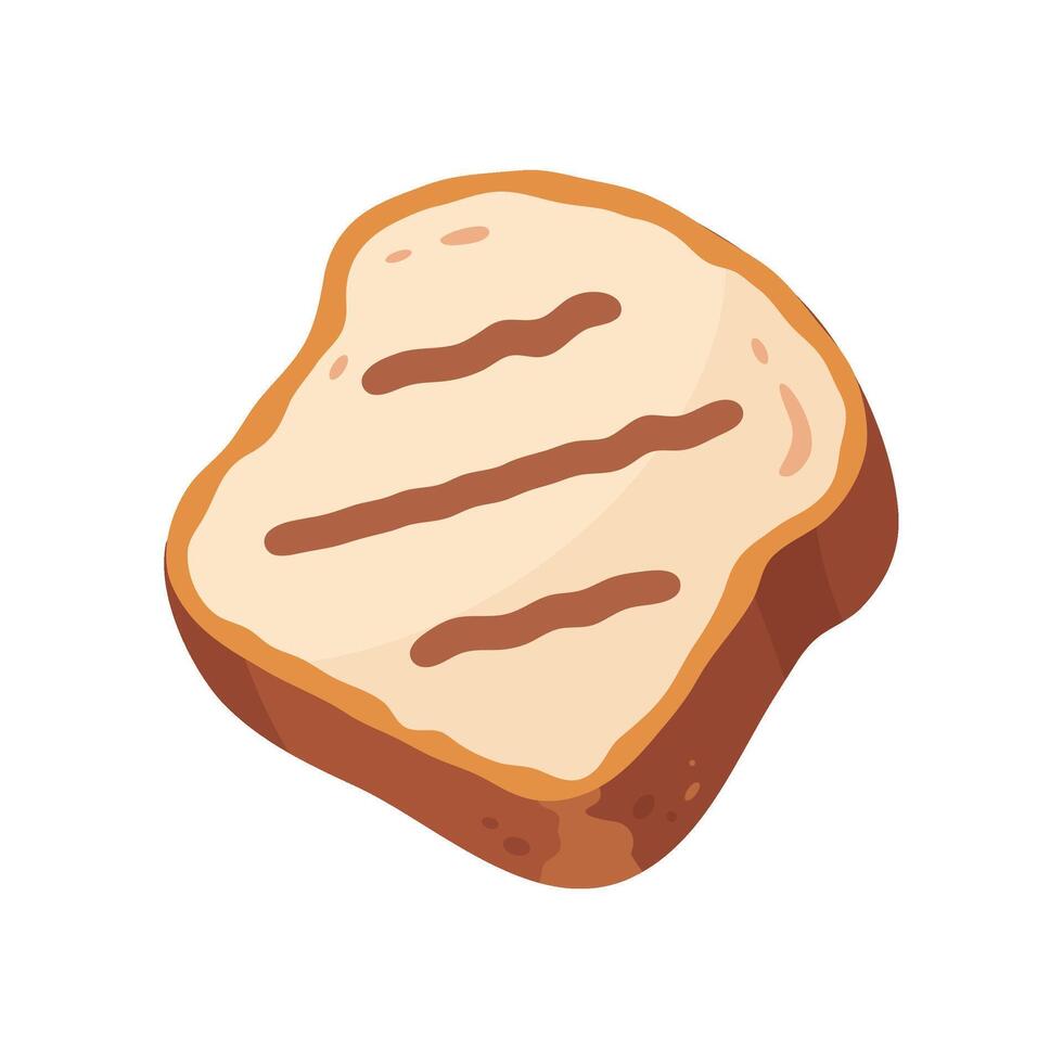 illustration of a cartoon toast slice with grill marks, perfect for breakfast themed designs vector