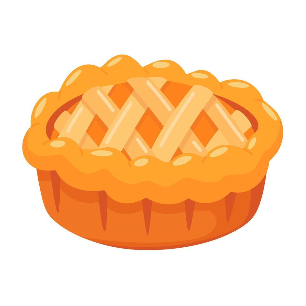 A freshly baked apple pie with a golden lattice crust, perfect for culinary and baking themes vector