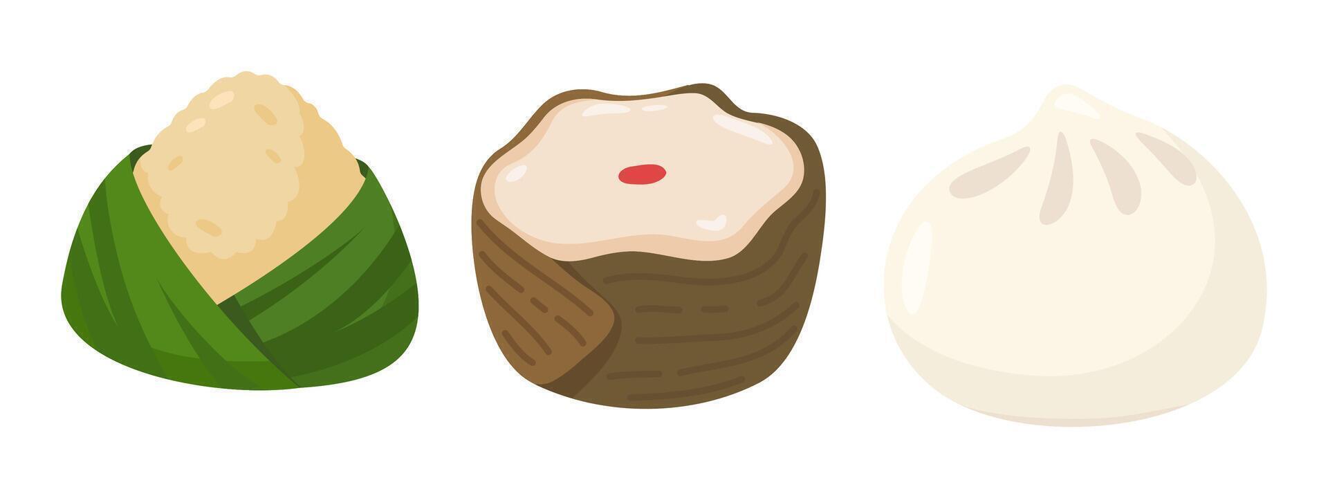 Asian dumplings and rice snacks vector