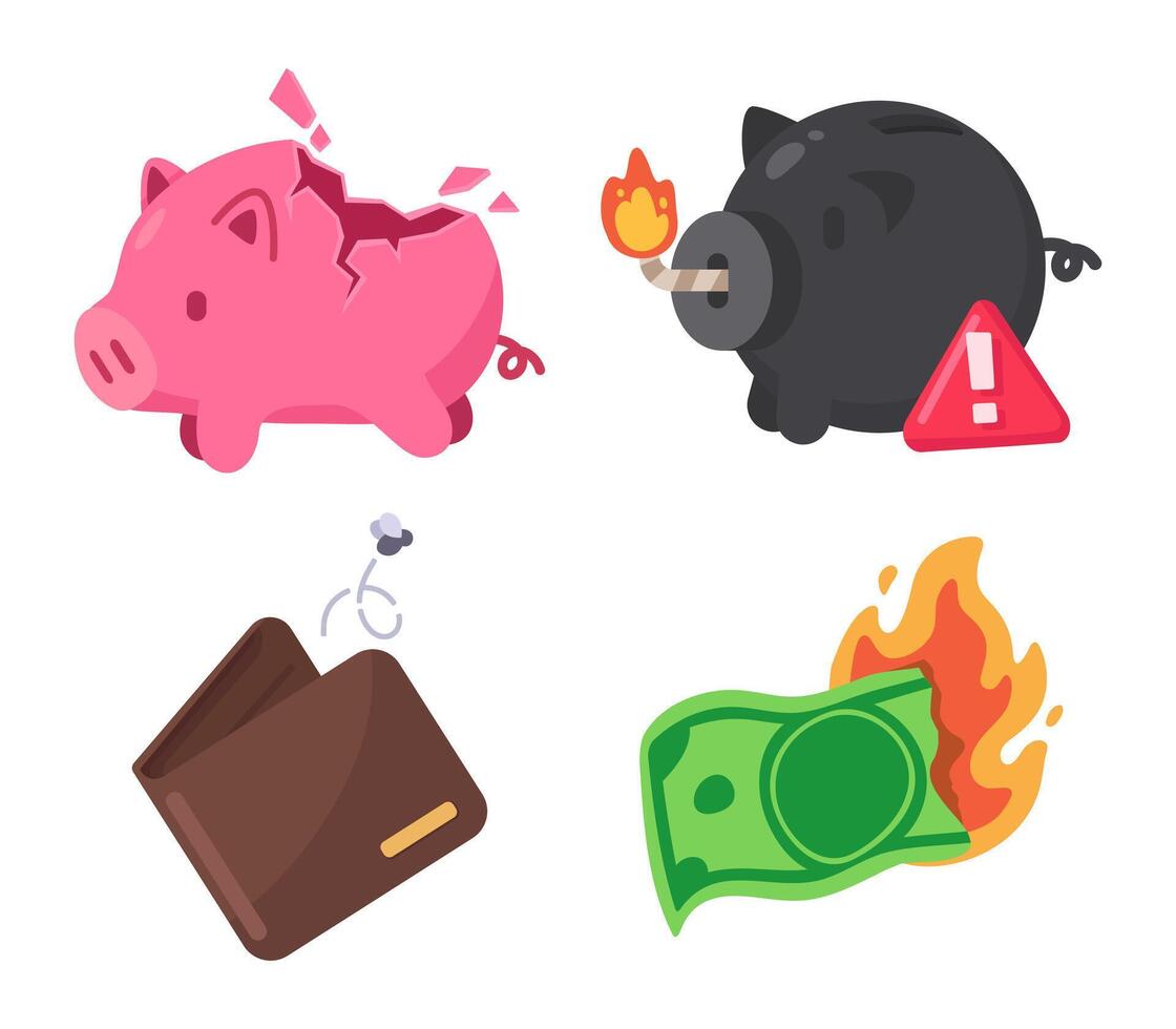 Illustration of piggy banks and wallet vector