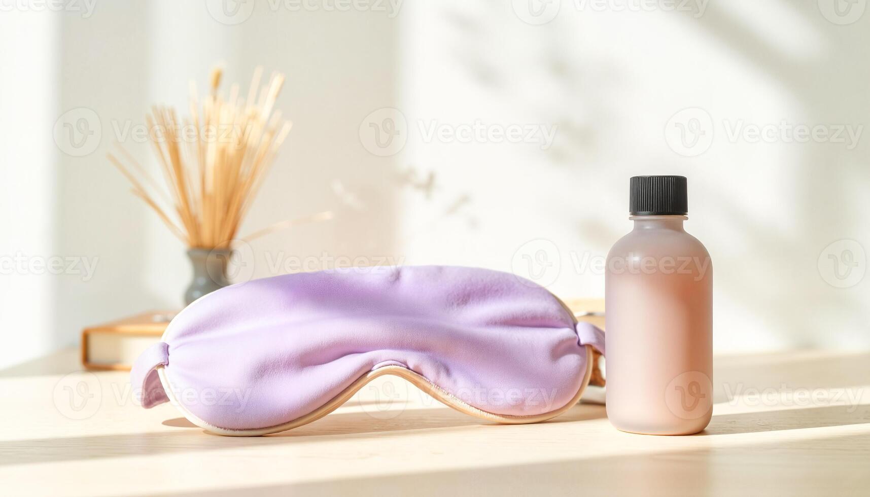 Lavender Sleep Mask and Aromatherapy Bottle photo