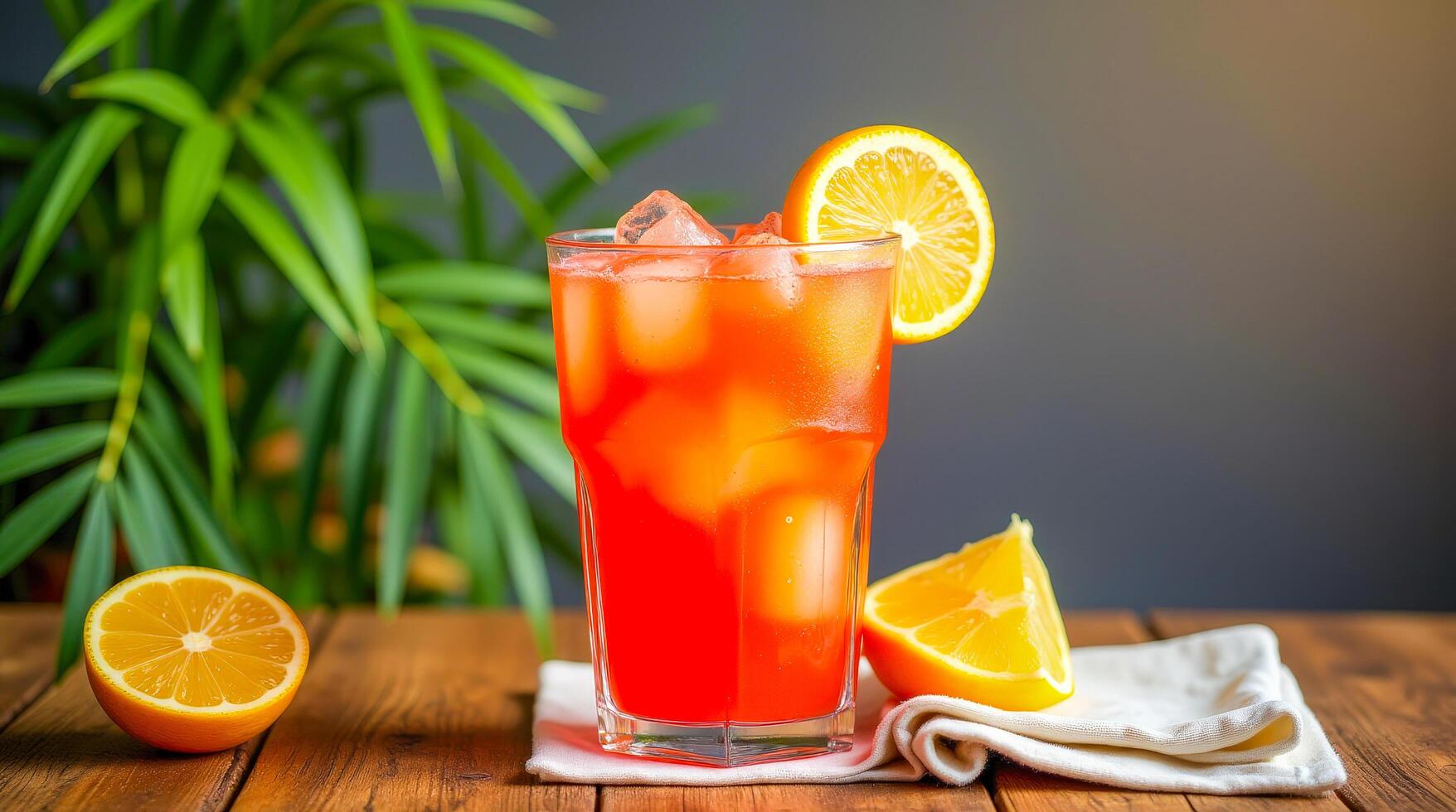 Refreshing Summer Drink With Lemon and Ice in a Cozy Setting photo