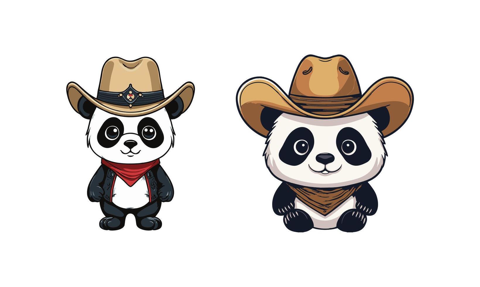 Cute Panda with Cowboy Hat vector