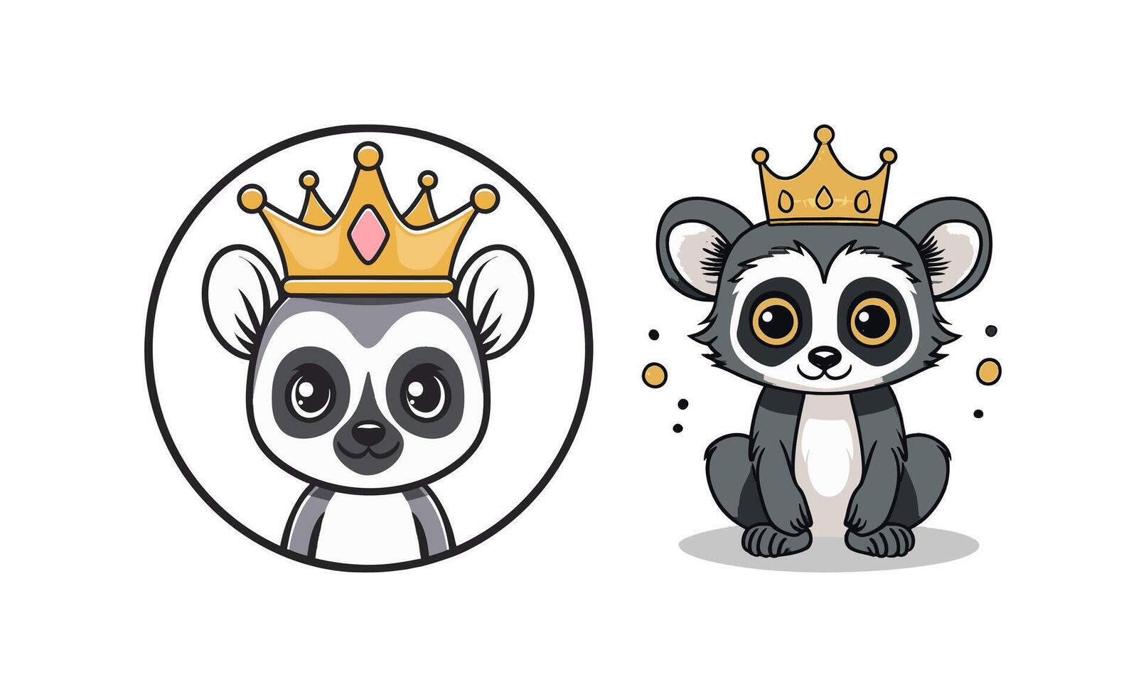 Cute Lemur with crown illustration vector