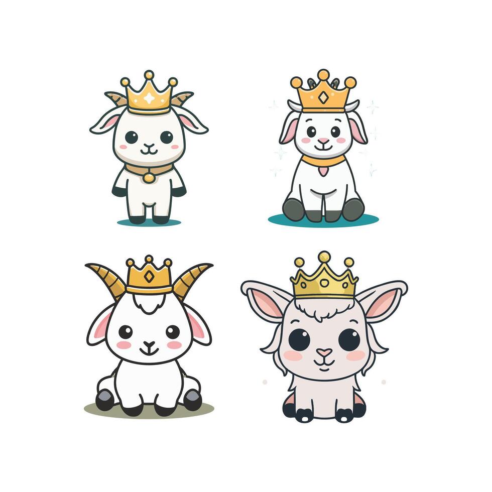 Cute Goat with crown vector