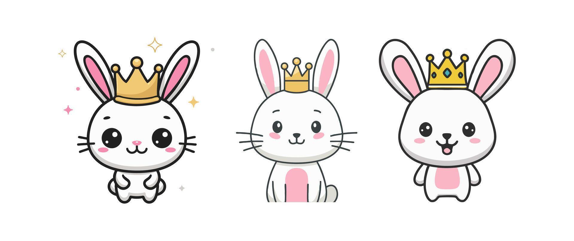 Rabbit with crown illustration vector