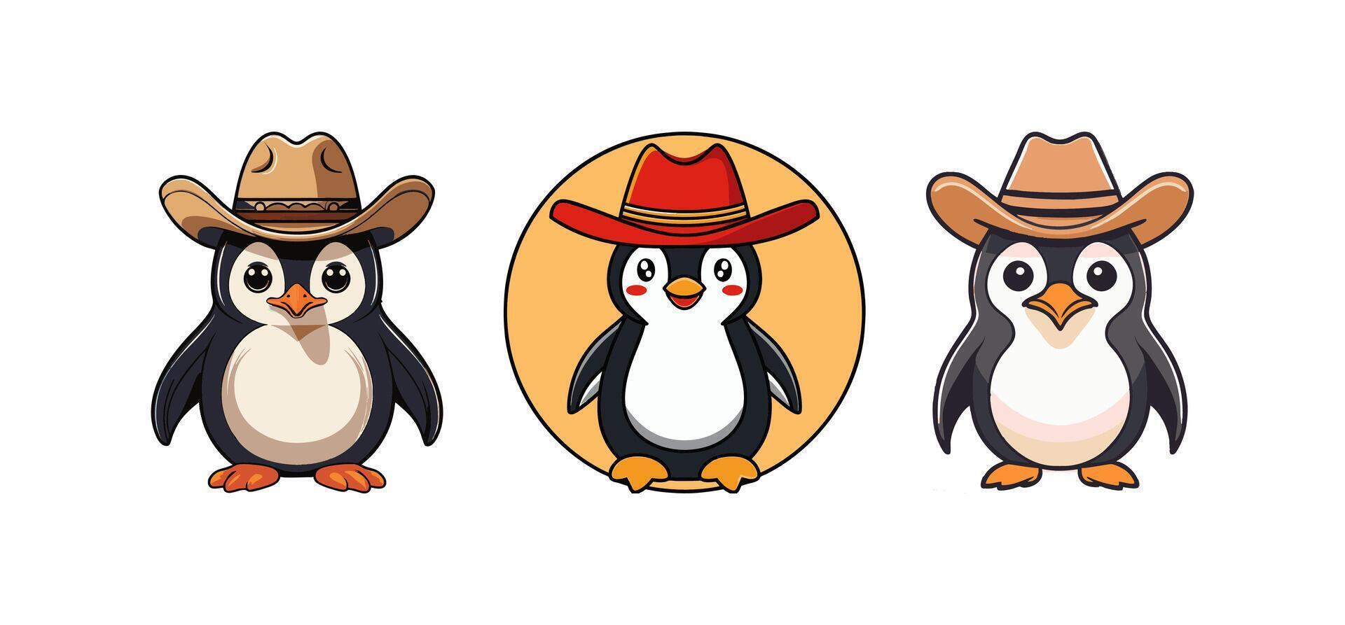 Penguin with Cowboy Hat vector