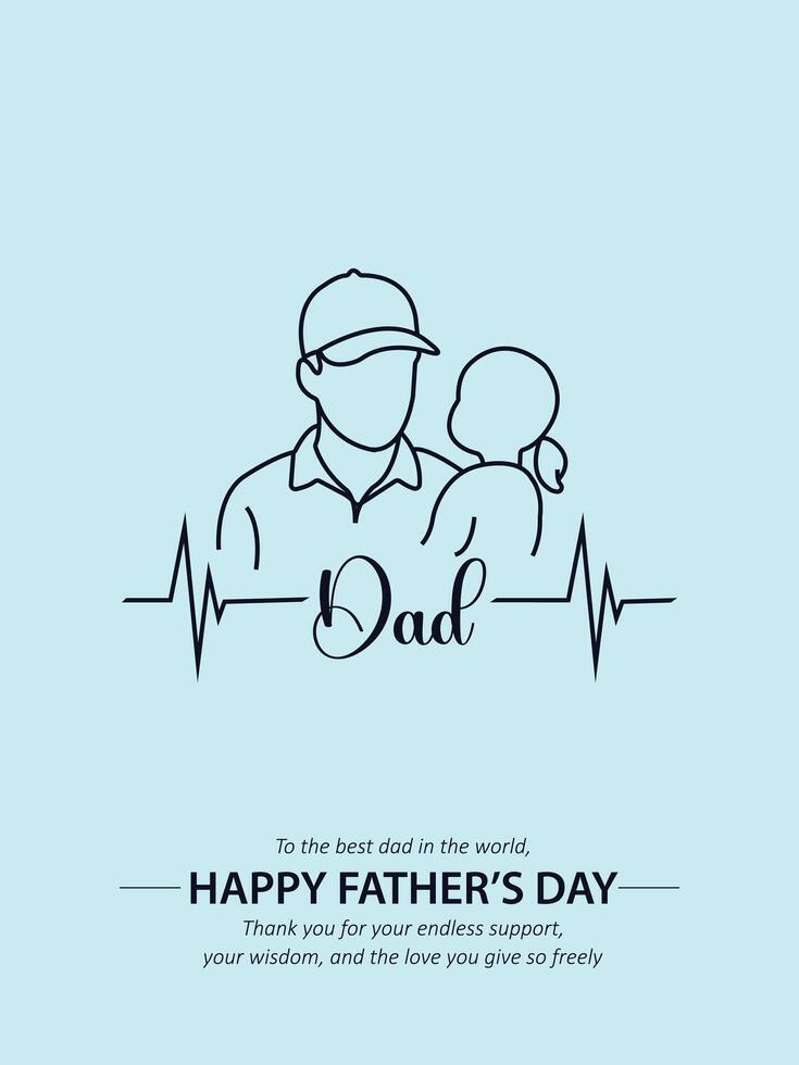Happy father's day, doodle line art vector