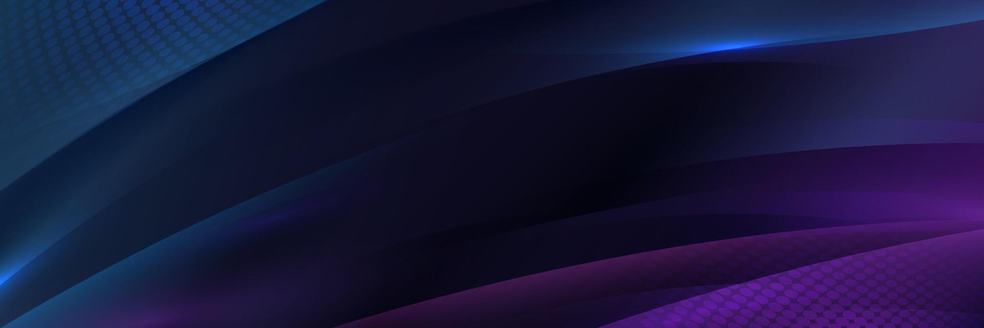 Abstract curved wavy lines with blue and purple light futuristic technology concept background vector