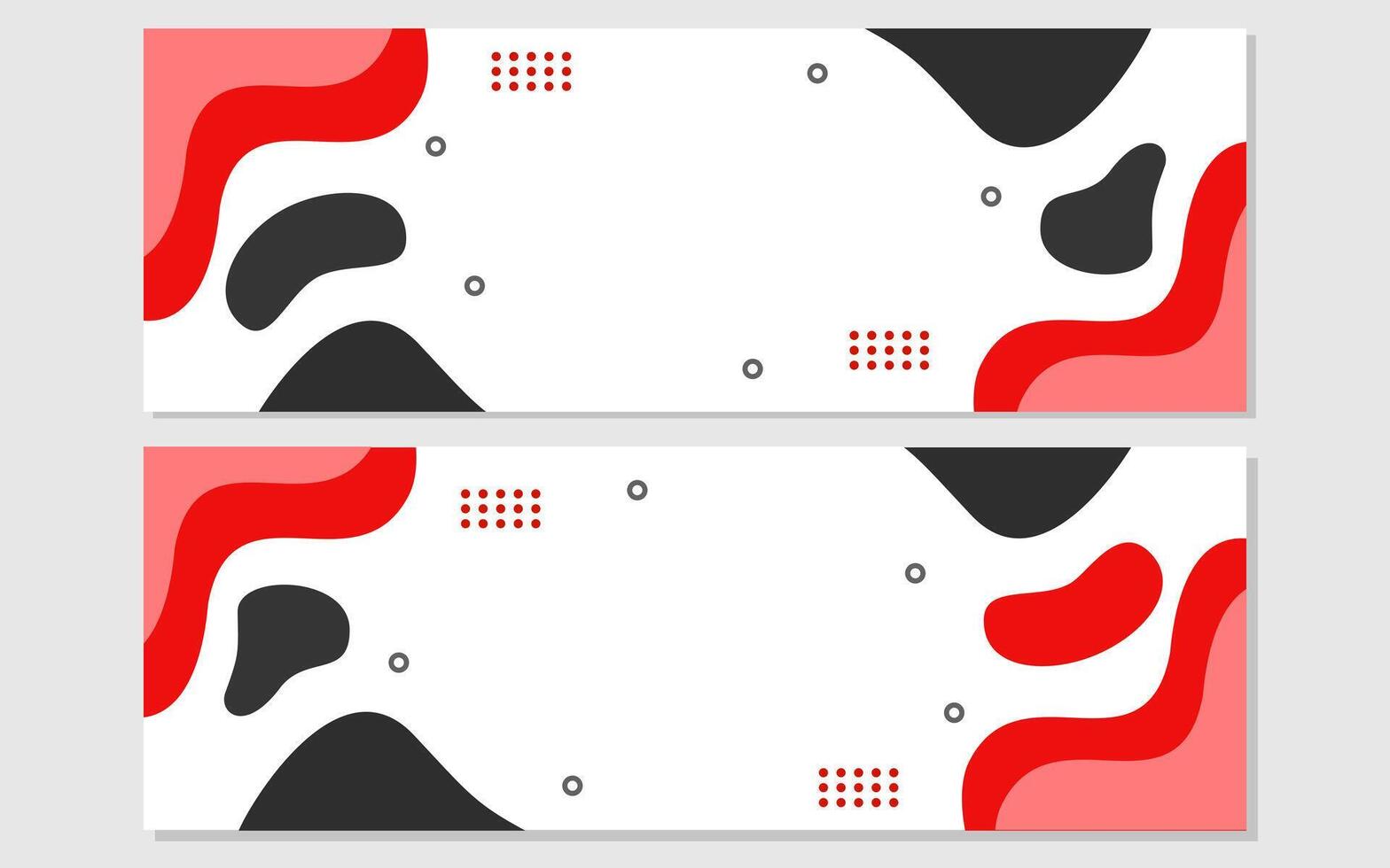 Two abstract banners with red black and white shapes. vector