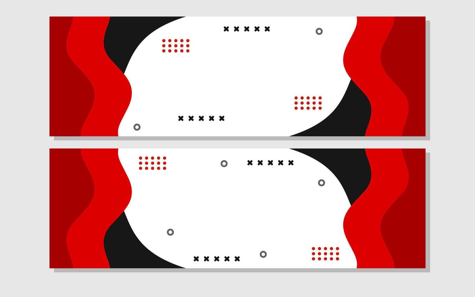 Two abstract red black and white banners. vector