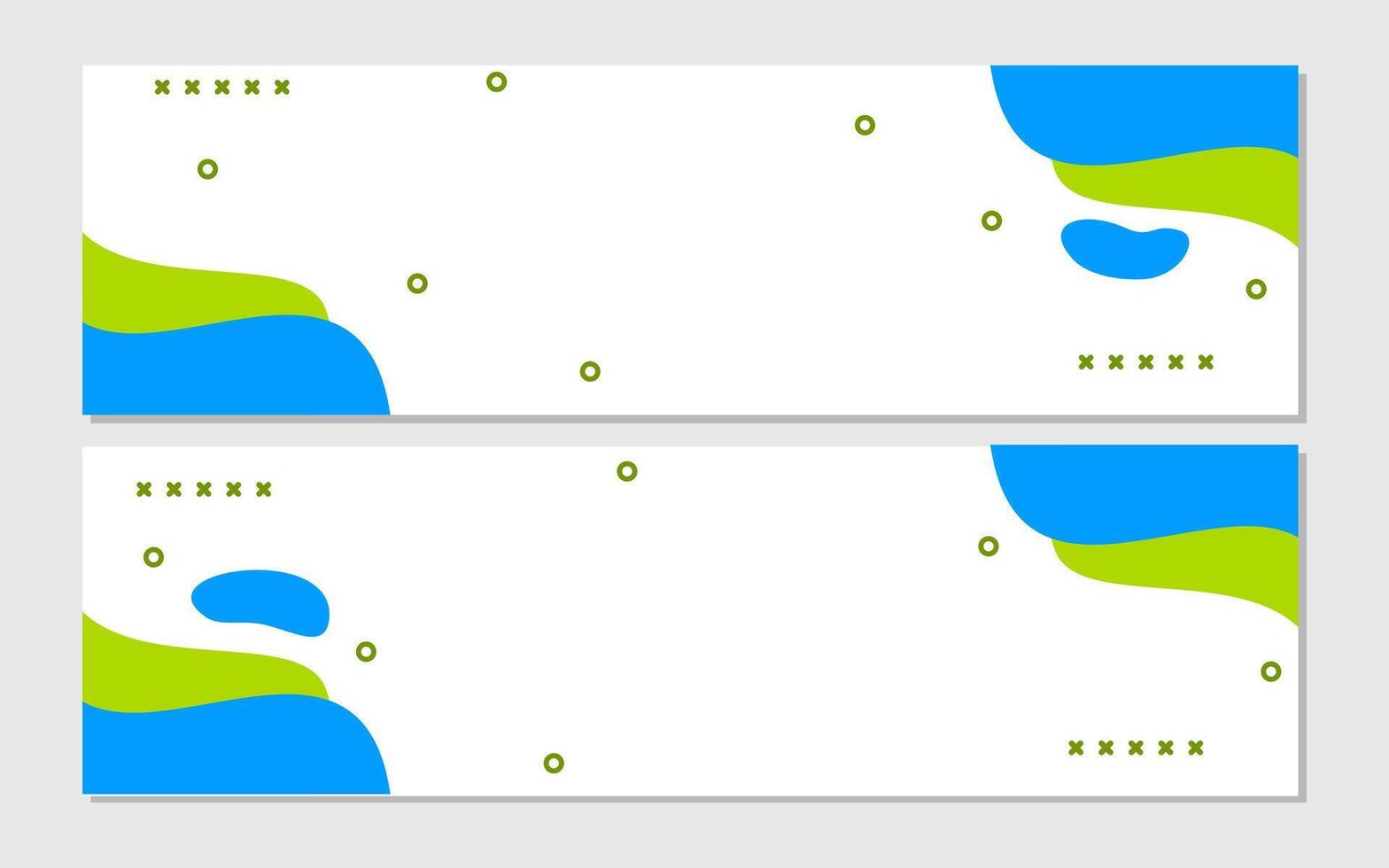 Two abstract banners with blue and green shapes. vector