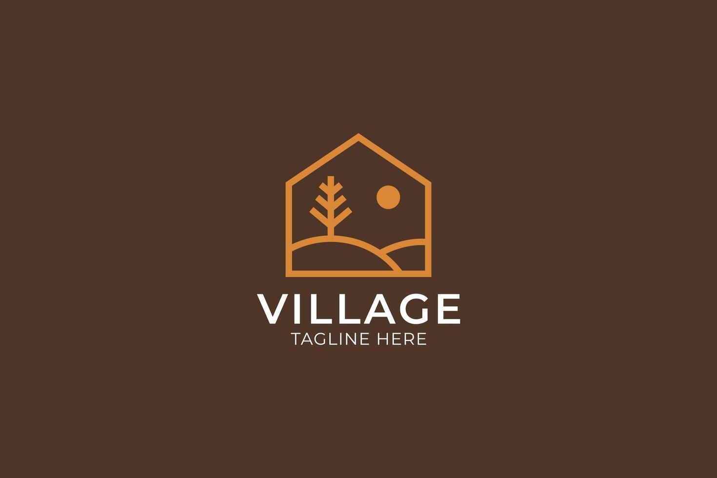 Logo House Village Nature Cottage Countryside Home Natural View vector