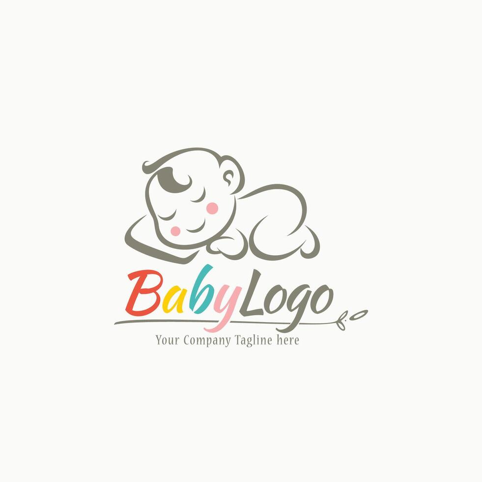 smiling sleeping cute baby logo designs template vector