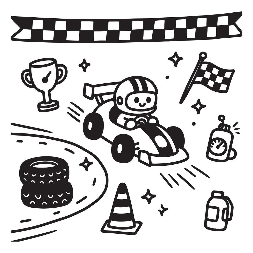 Speed Racer on Track - Dynamic Cartoon Illustration vector